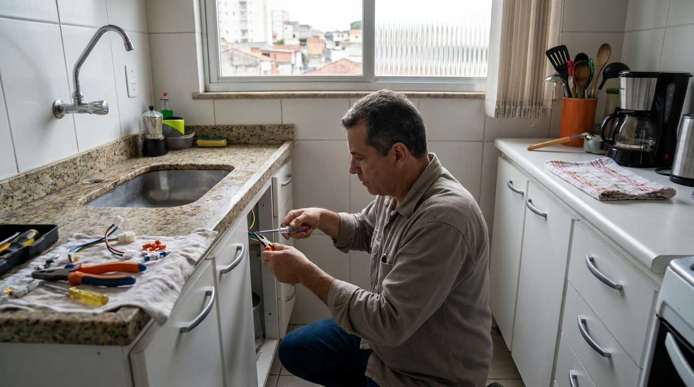 Eletricista instalando torneira eletrica em Betim‑MG