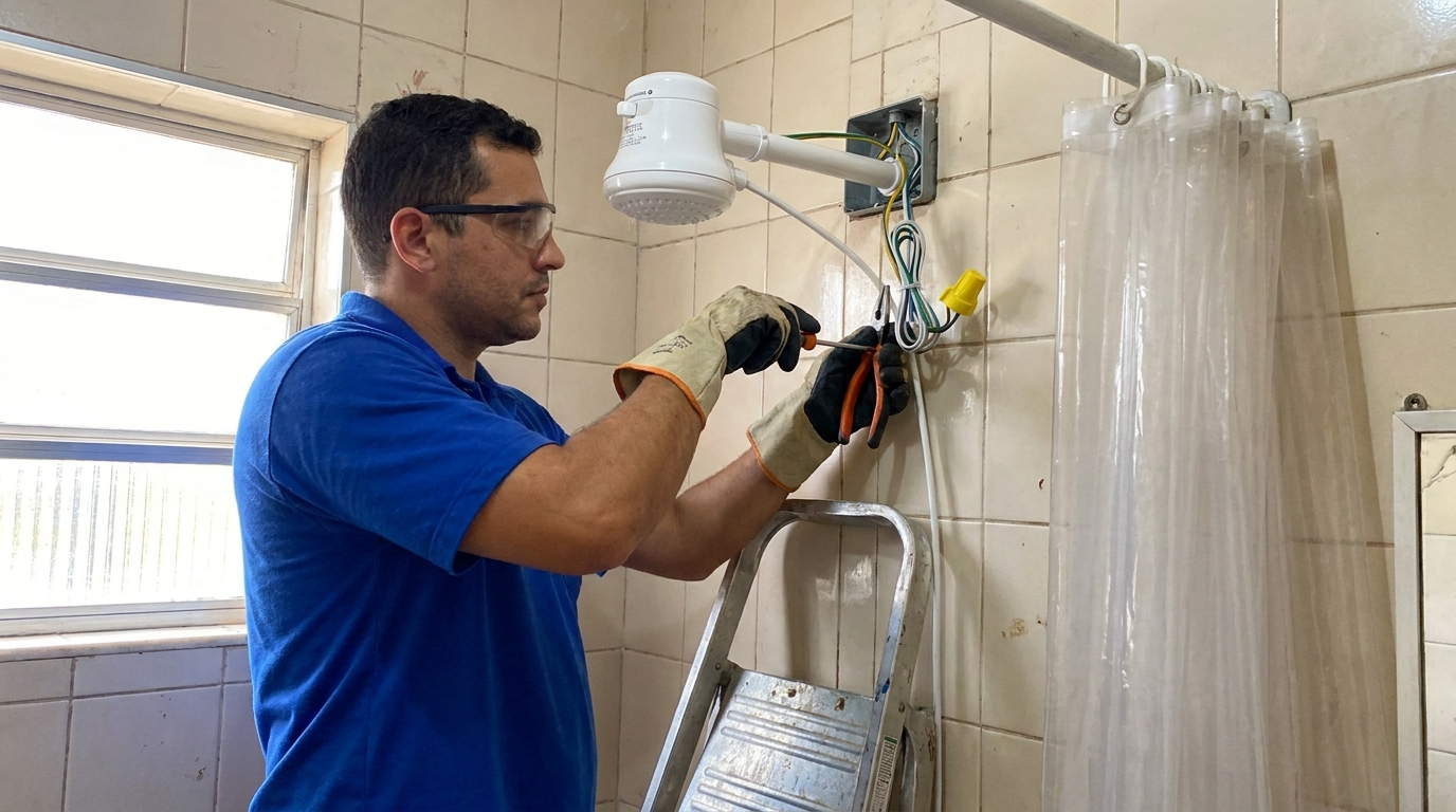 Instalacao de chuveiro eletrico residencial em Betim‑MG
