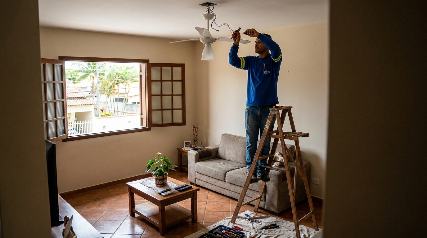 Instalacao de ventilador de teto profissional em Betim‑MG