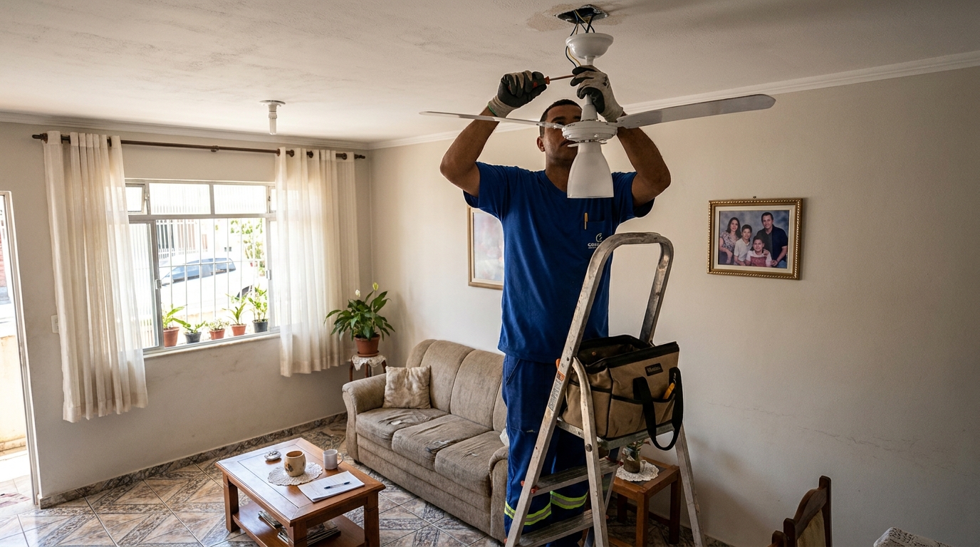 Instalacao de ventilador de teto residencial em Betim‑MG