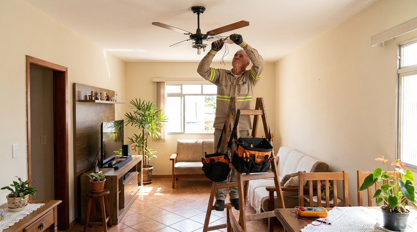 Montagem de ventilador de teto em Betim‑MG